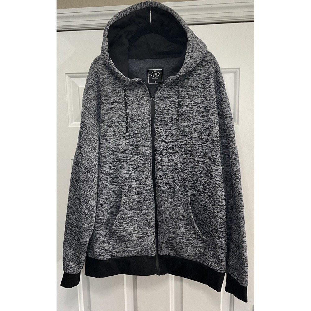 ROK Hand Crafted Full Zip Gray Hoodie/Jacket Pockets Drawstring Fleece Men's XL